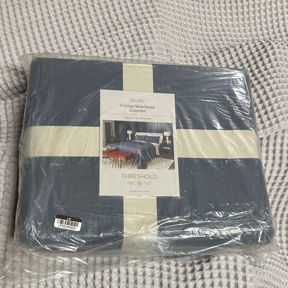 Threshold Cotton Matelassé Coverlet in Deep Blue